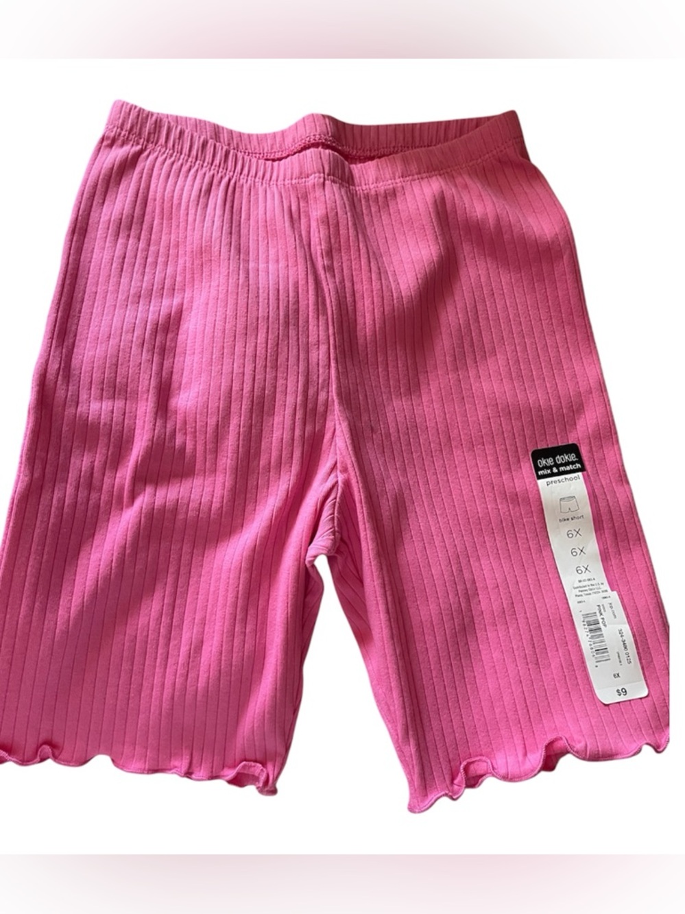okie dokie Hot Pink Ribbed Girls Bike Shorts 6X